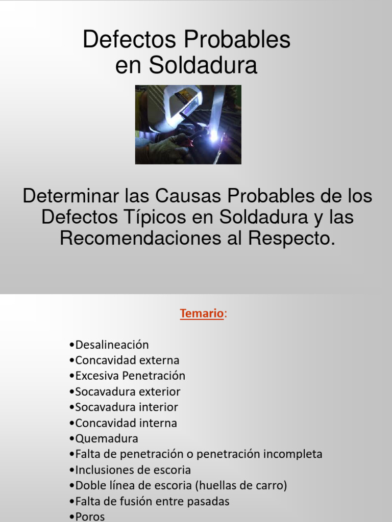 Causas y Soluciones de Defectos en Soldadura | PDF | Soldadura ...