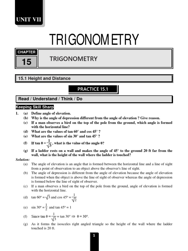 Trigonometric Applications in Elevation | PDF | Triangle | Trigonometry