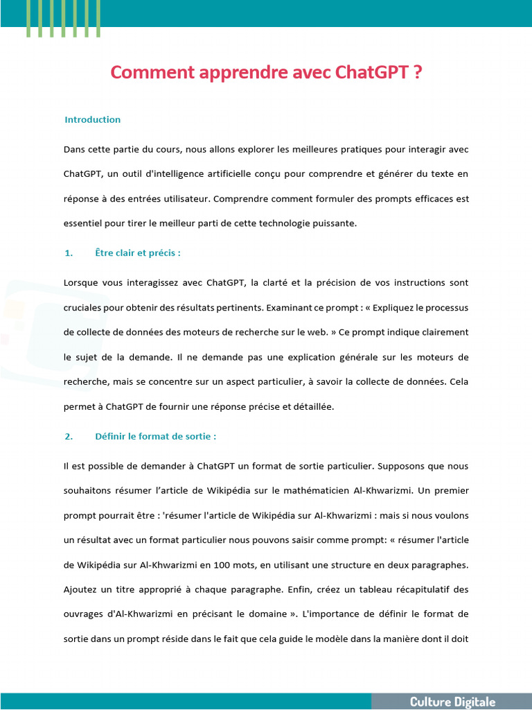 Apprendre avec ChatGPT : Guide pratique | PDF | Wikipédia | Cognition