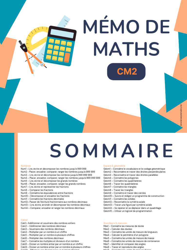 Mémo de Maths pour CM2 | PDF | Division | Nombre