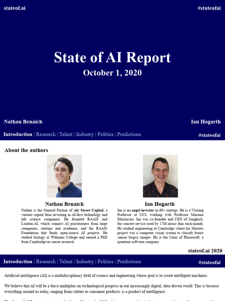 2020 State of AI Report Insights | PDF | Machine Learning | Deep Learning