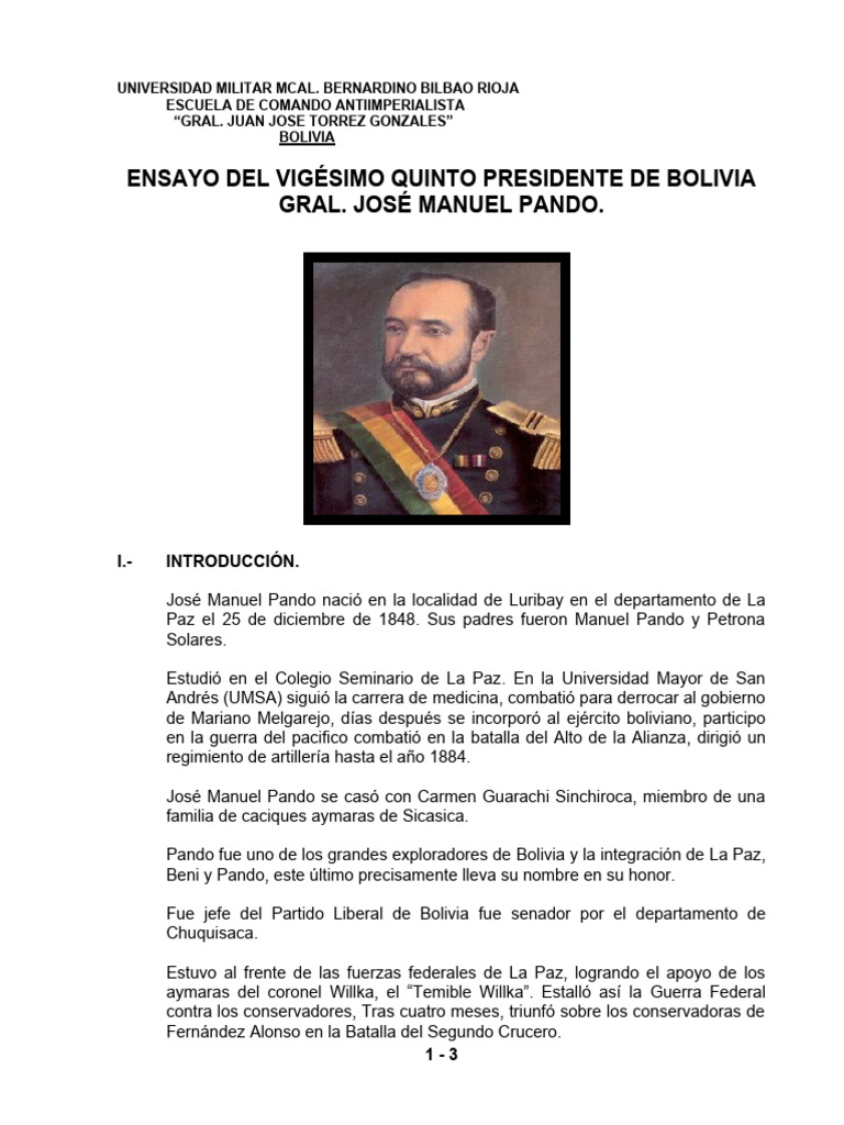 Biografía de José Manuel Pando | PDF | Bolivia