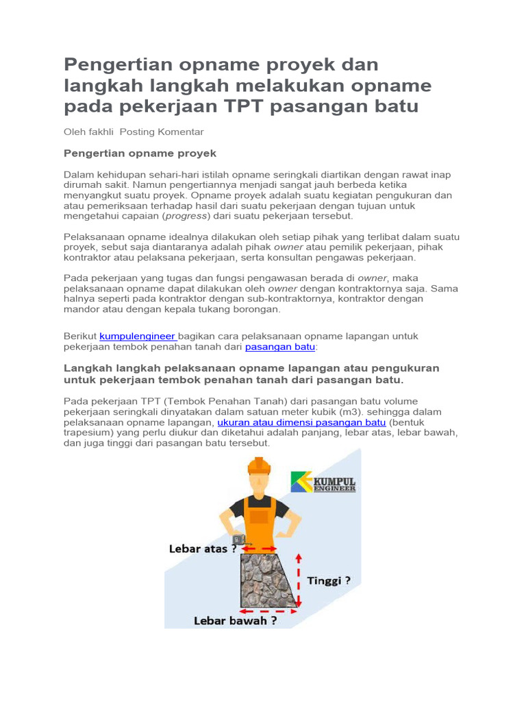Pengertian Opname Proyek Dan Langkah Langkah Melakukan Opname Pada ...