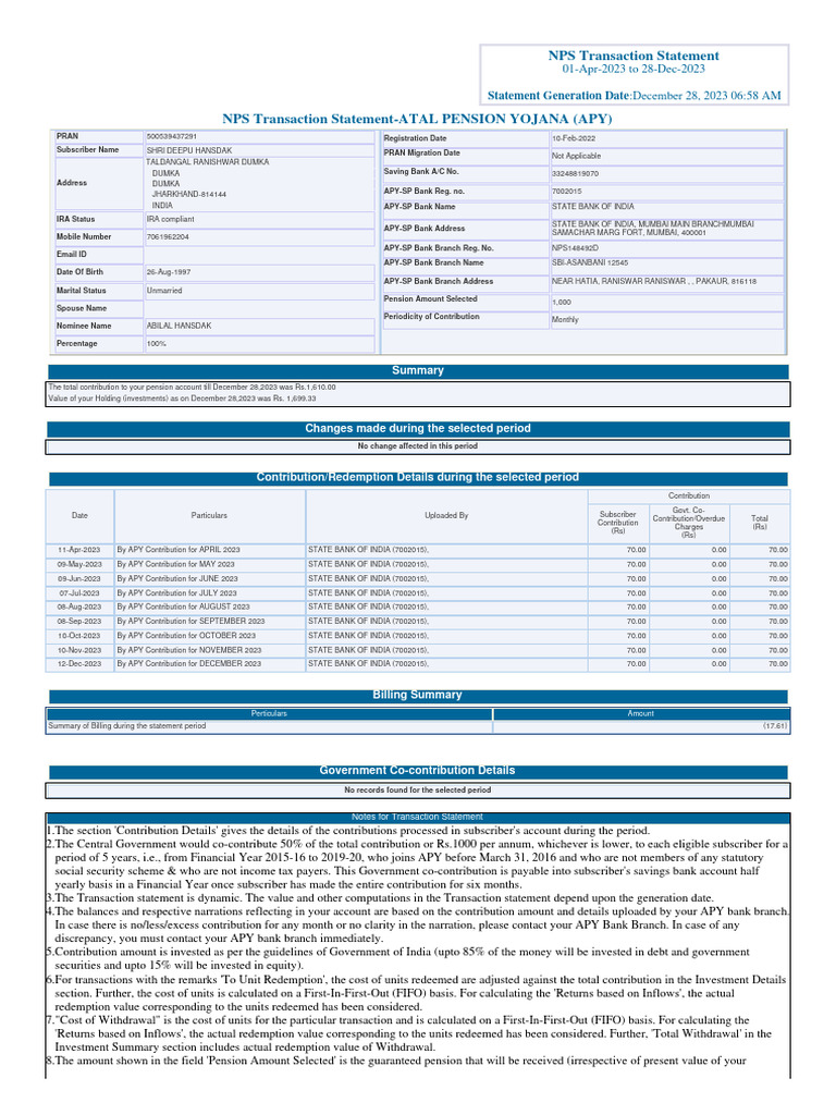 Transaction Statement1703726923 | PDF | Taxes | Payments