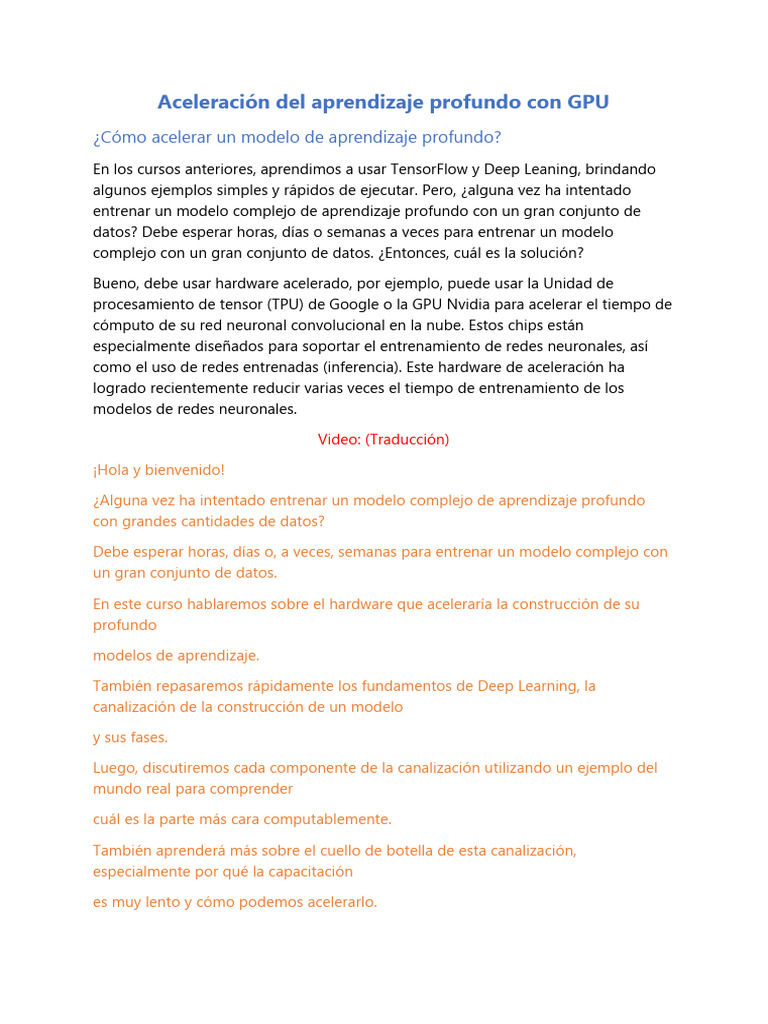 Acelera Deep Learning con GPU | PDF | Aprendizaje profundo | Hardware ...