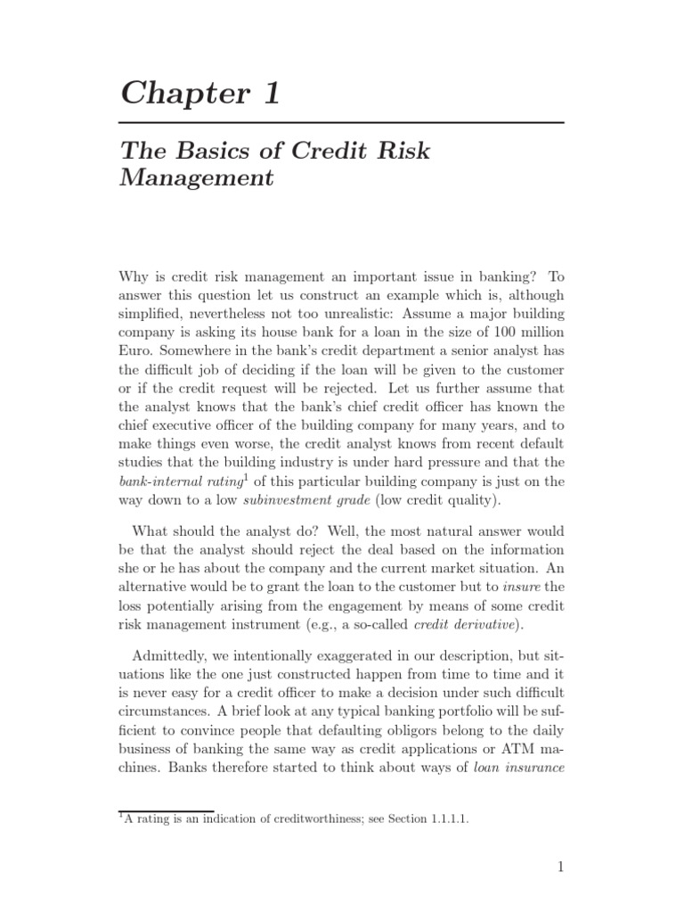 Chapter 1 The Basics of Credit Risk Management | Download Free PDF ...