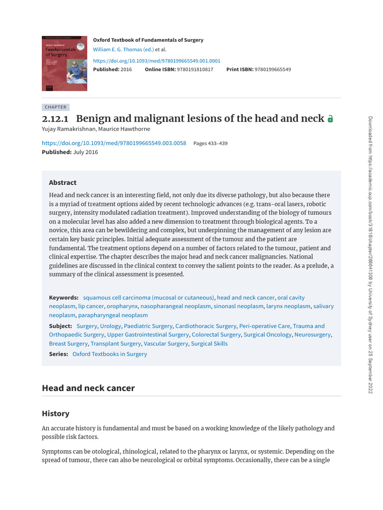 Head and Neck Cancer Management Guide | PDF | Melanoma | Head And Neck ...