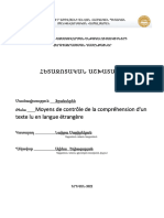 Moyens de Contrôle de La Compréhension D'un Texte Lu en Langue Étrangère