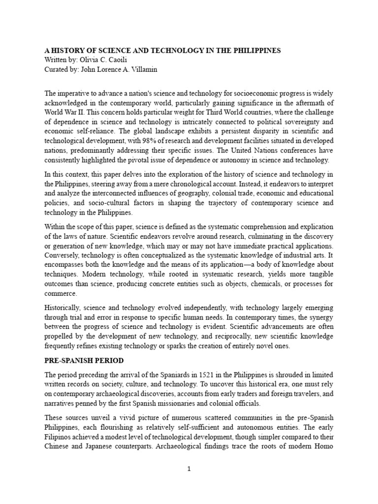 History of Science & Technology in the Philippines | PDF | Science ...