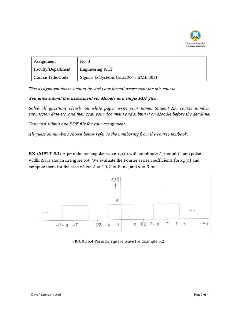 A3 signals and systems pdf fourier transform computer engineering