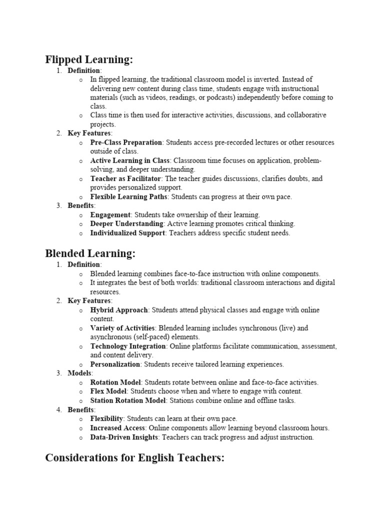 Flipped Learning and Blended Learning | PDF | Learning | Human ...