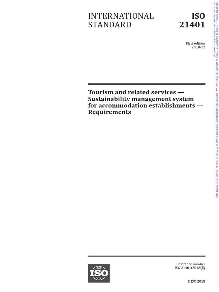 ISO 21401 2018 E Character PDF | PDF | Sustainability | Risk