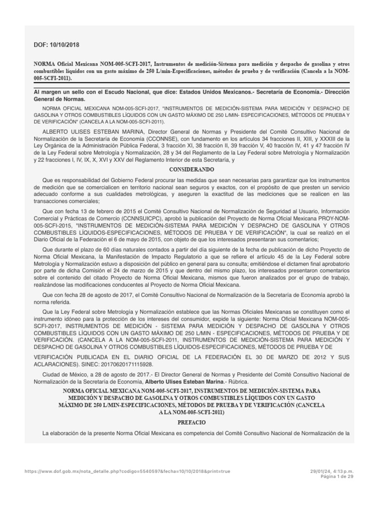 Nom 005 Scfi 2017 | PDF | Medición | México