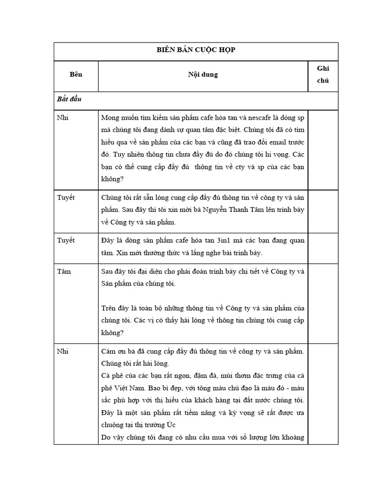 BIÊN BẢN CUỘC HỌP | PDF