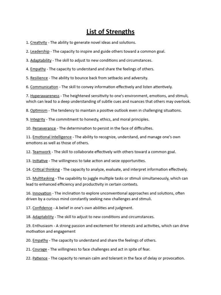 Examples Of Strengths Pdf Editor