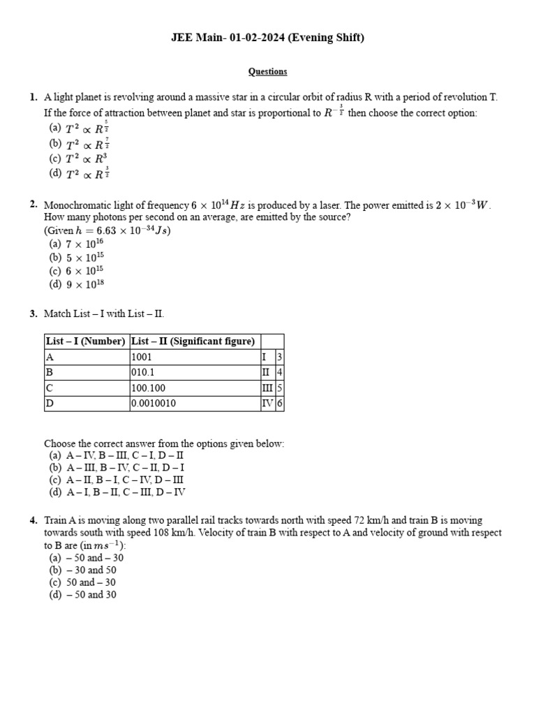 JEE Main 2024 Evening Shift Physics Questions | PDF | Electromagnetic ...