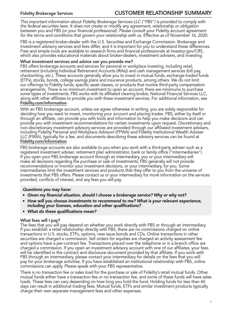 Fidelity Brokerage Account Overview | PDF | Financial Adviser ...