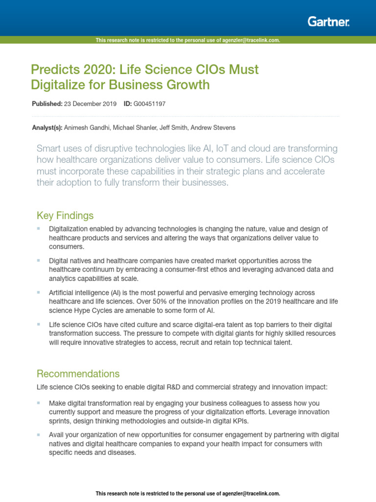 Digital Transformation in Life Sciences | PDF | Internet Of Things ...