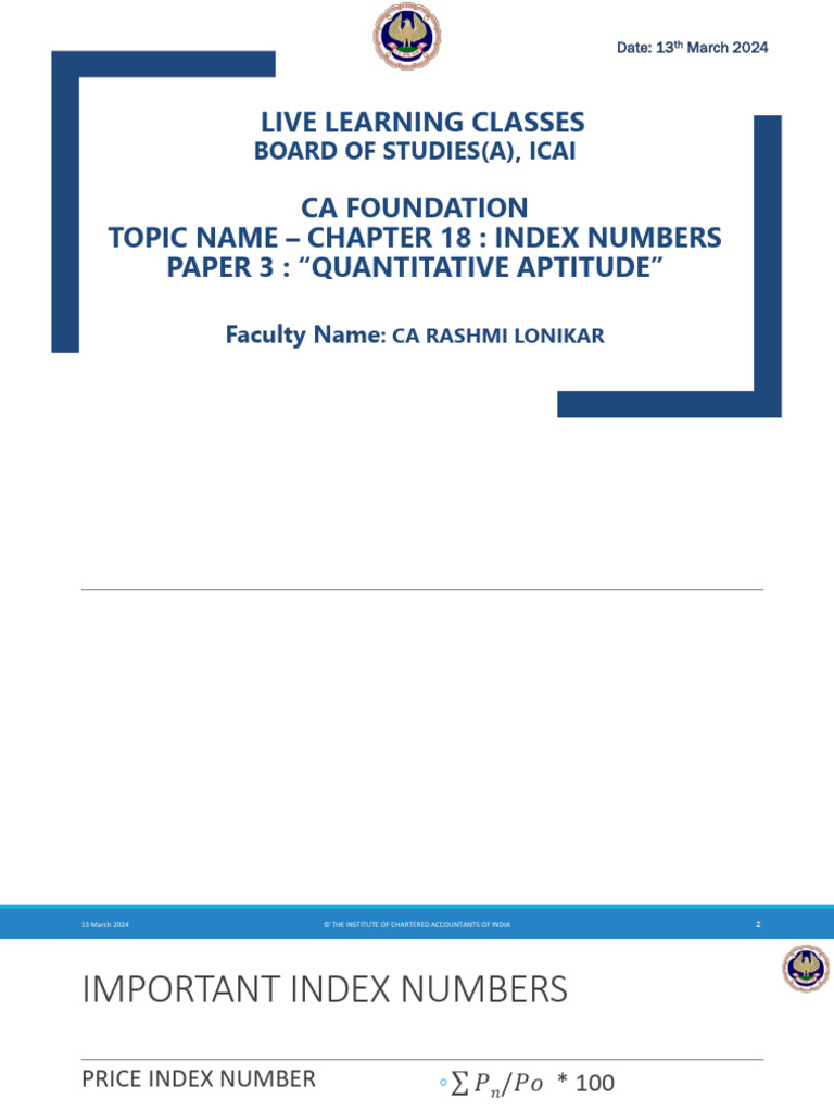Index Numbers in CA Foundation | PDF | Price Indices | Index (Economics)