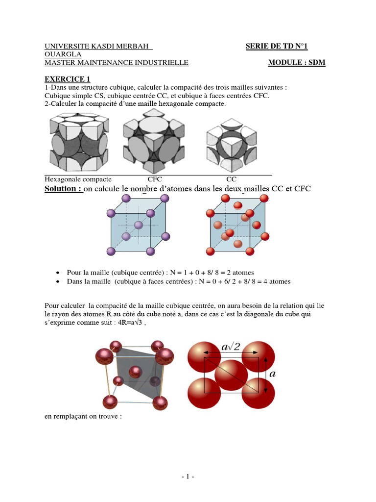 Compacité des Structures Cristallines | PDF | Structure cristalline | Fer