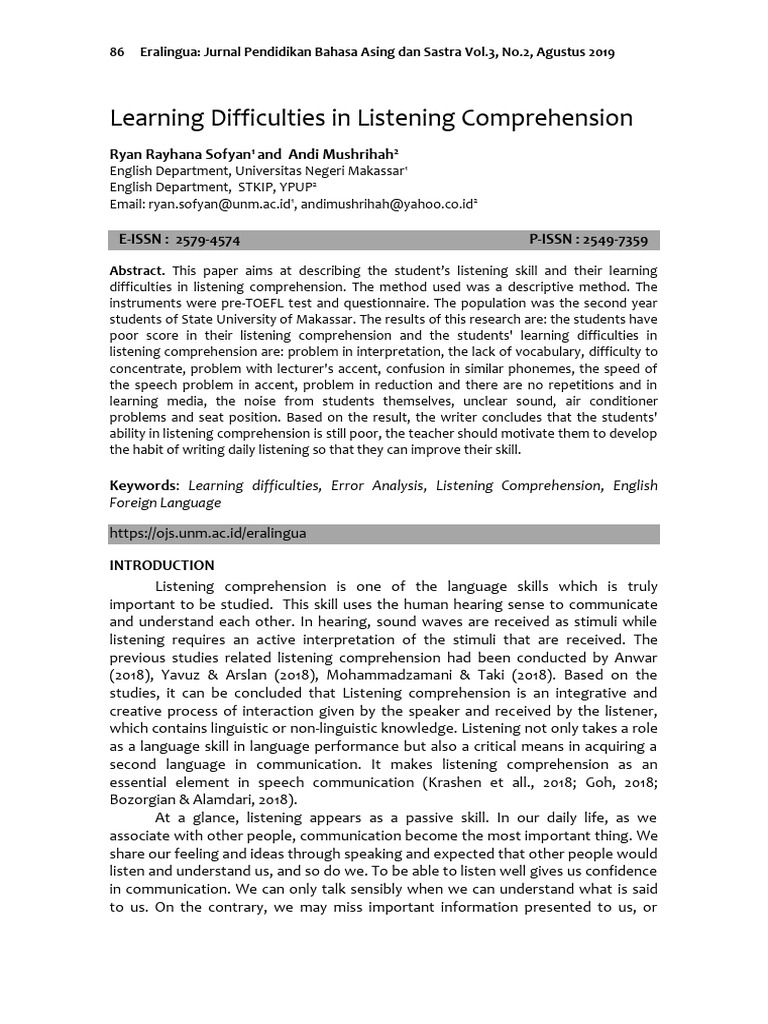 Listening Comprehension Challenges | PDF | Reading Comprehension | Speech