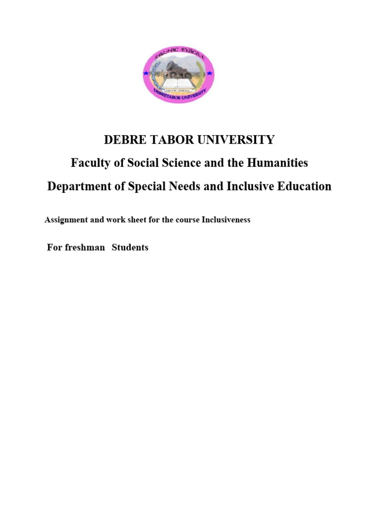 Debr Tabor University | PDF | Speech | Disability