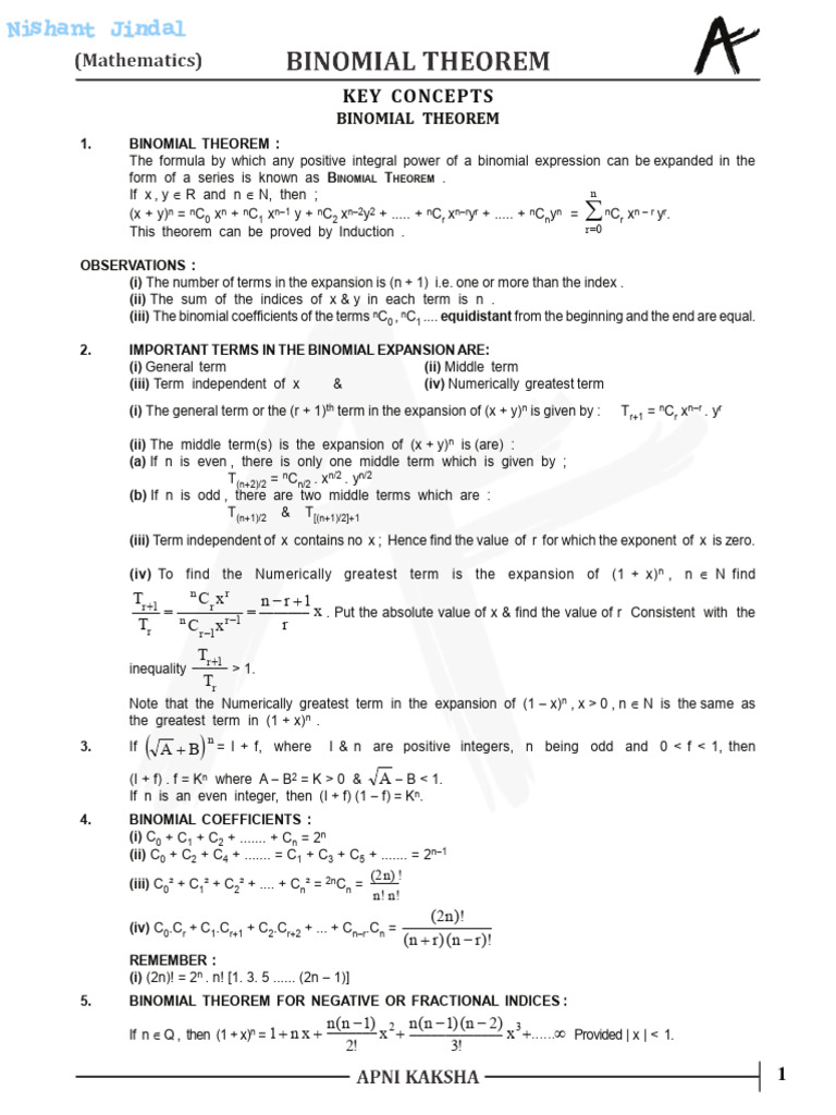 4th Term of Binomial Expansion Analysis | PDF | Mathematical Logic ...