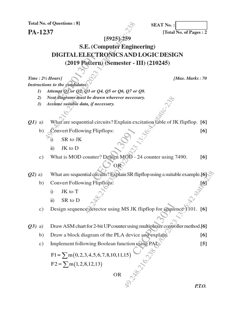 Digital Electronics Pyq Gate Ee Notes