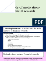 Methods of Motivation - Financial Rewards