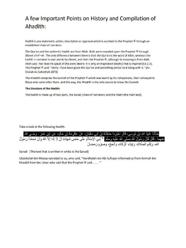 Hadith Notes Pdf