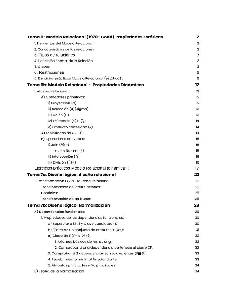Propiedades del Modelo Relacional en BBDD | PDF | Datos de computadora ...