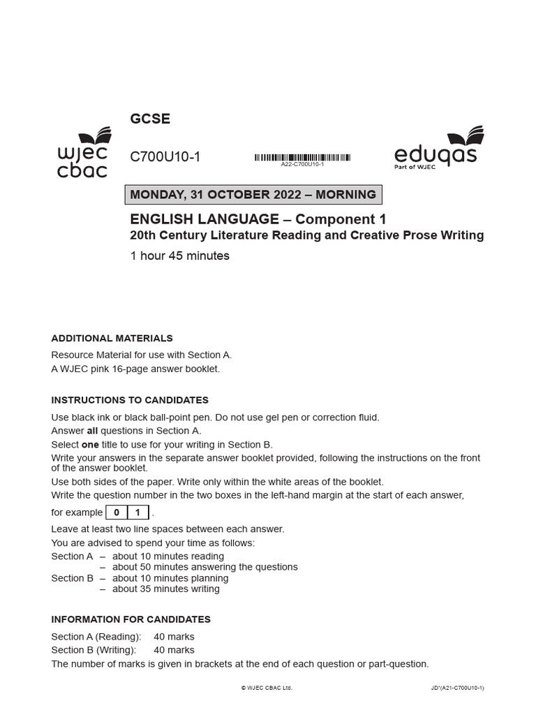 Monday, 31 October 2022 - Morning 20th Century Literature Reading and ...