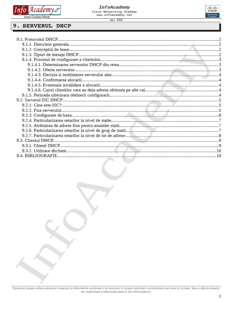 Infoacademy Linux 09 Serverul Dhcp Rev 346 Enc Decrypted Pdf