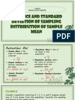 4thquarterlesson2 Variance and Standard Deviation Sampling Distribution of Sample Mean