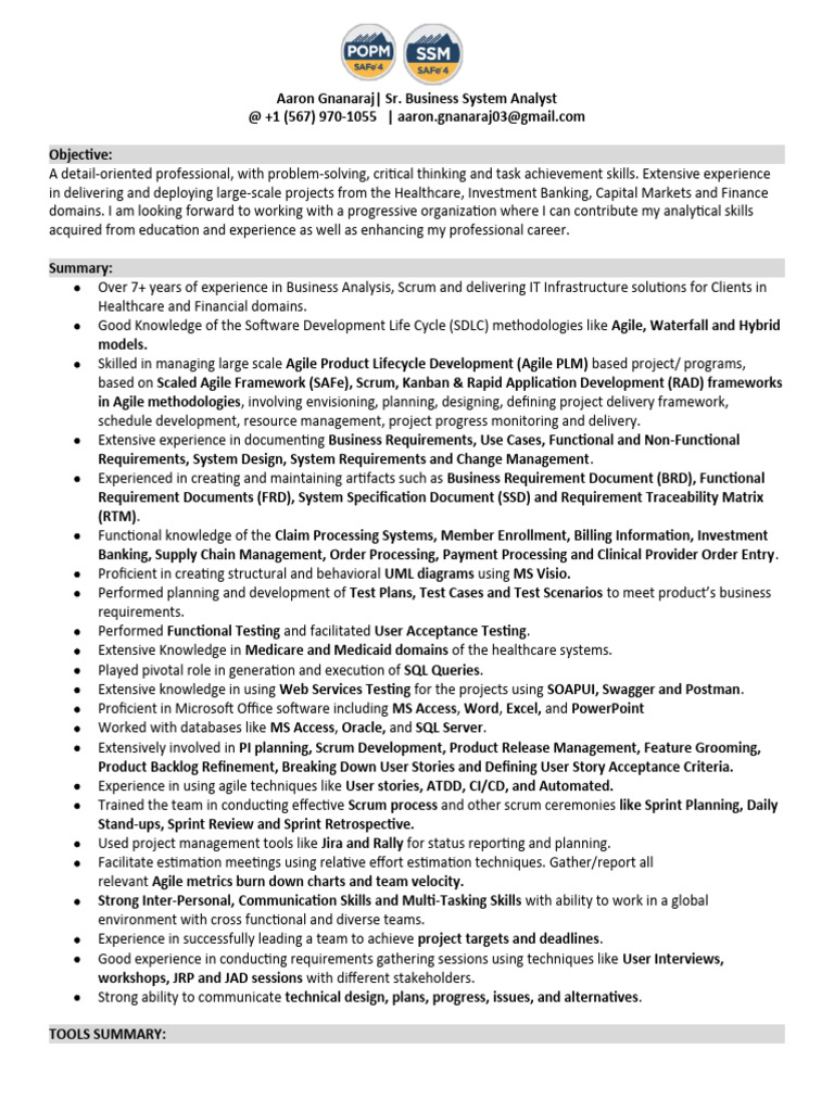 Sr. Business Analyst Expertise | PDF | Scrum (Software Development ...