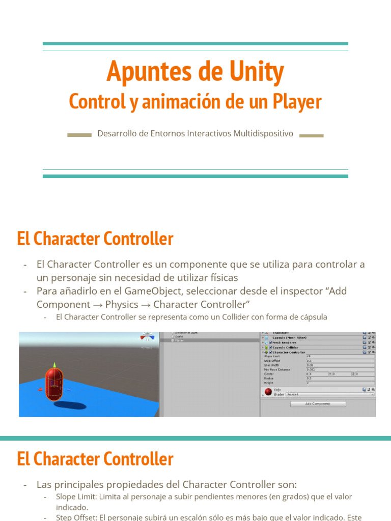 Control y Animación en Unity 3D | PDF | Unidad (motor de juego) | Animación