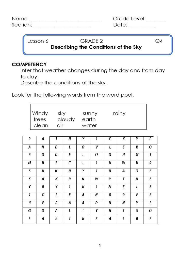 Science 2 Lesson6 Q4 | PDF | Sky | Weather