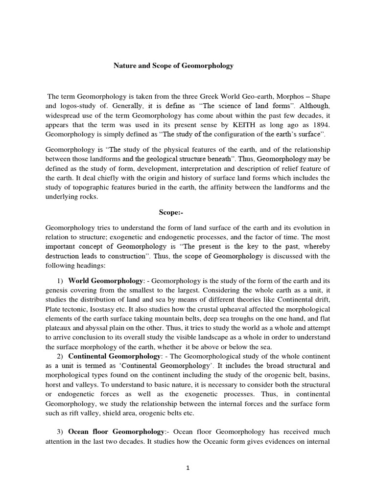 Nature and scope of geomorphology pdf geomorphology earth