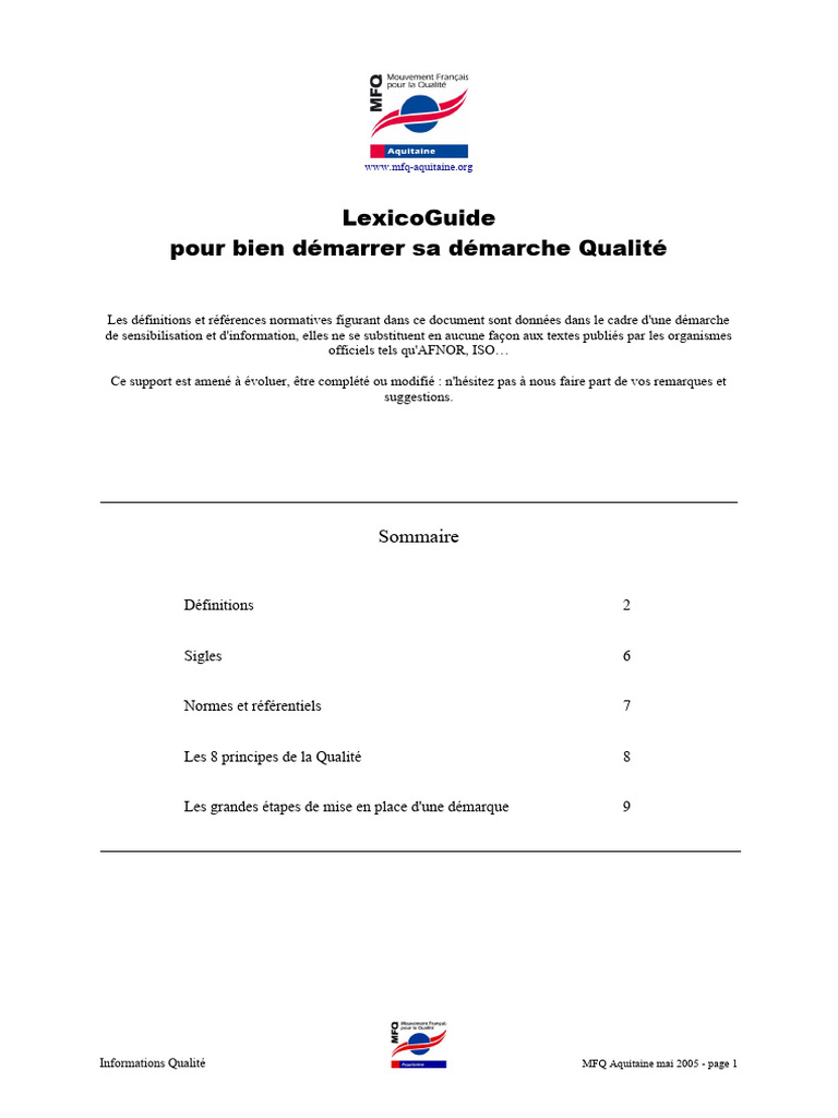Guide pratique pour la démarche Qualité | PDF | Management de la ...
