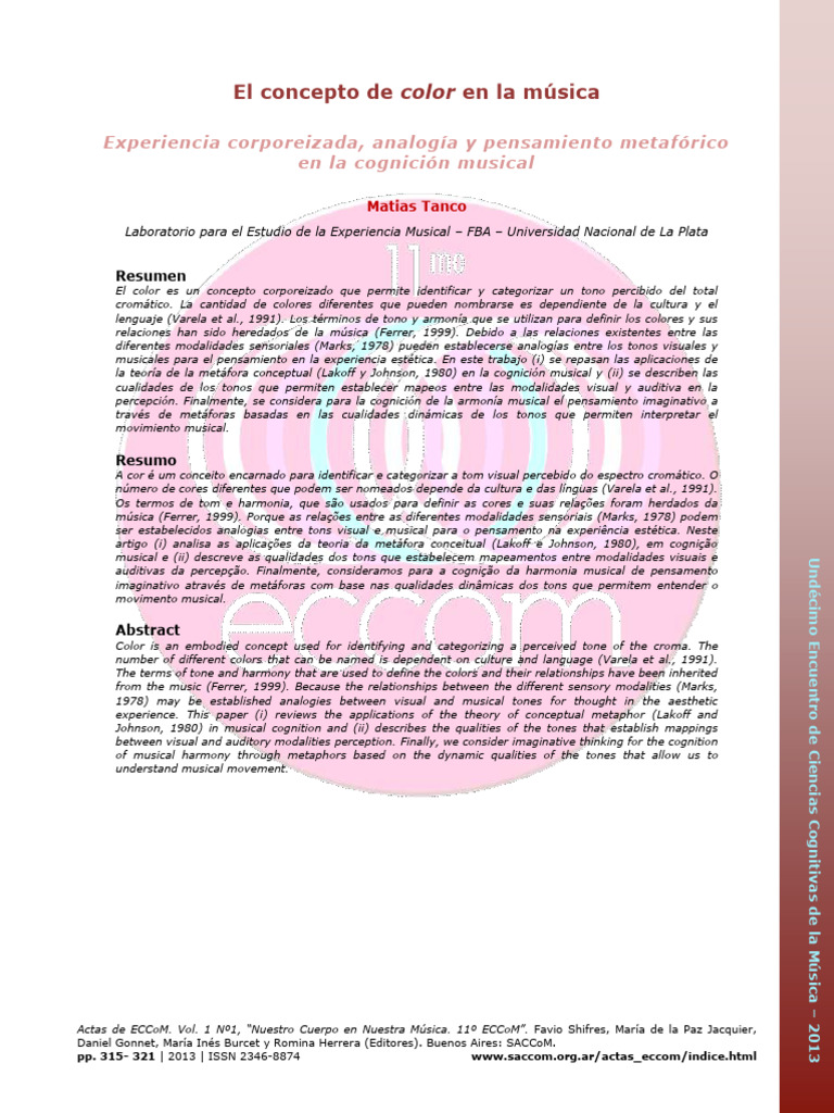 Color y Cognición en la Música | PDF | Color | Experiencia