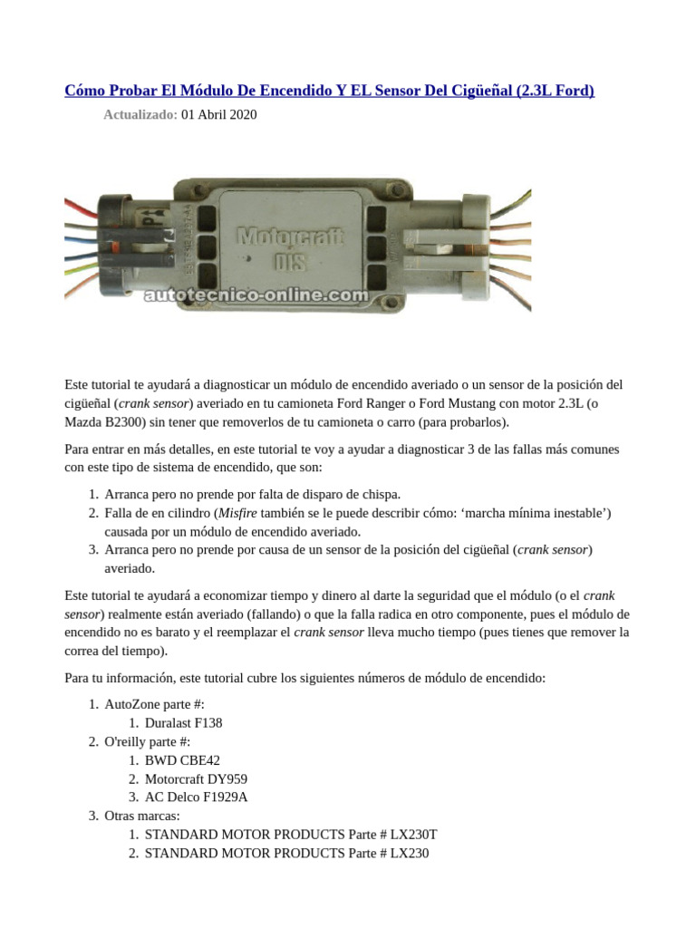 Test Ford Ranger 2.3 | PDF | Conector eléctrico | Motores