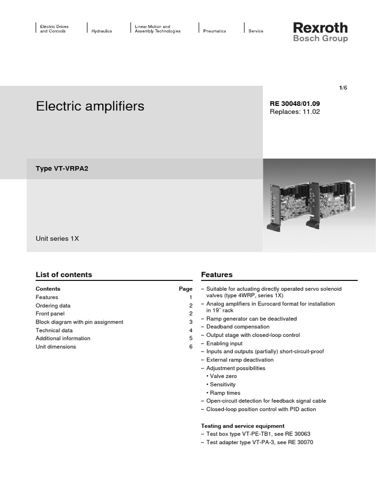 VT-VRPA2 Proportional Amplifier Overview | PDF | Feedback | Servomechanism