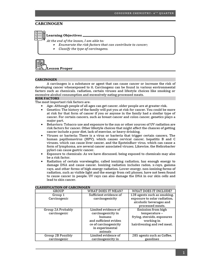Carcinogen Module 2 Pdf Cancer Carcinogen