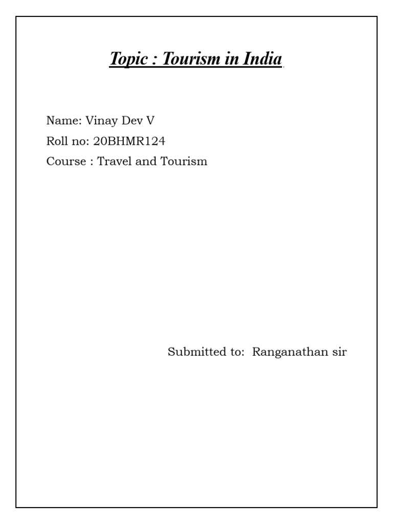 Tourism In India Pdf