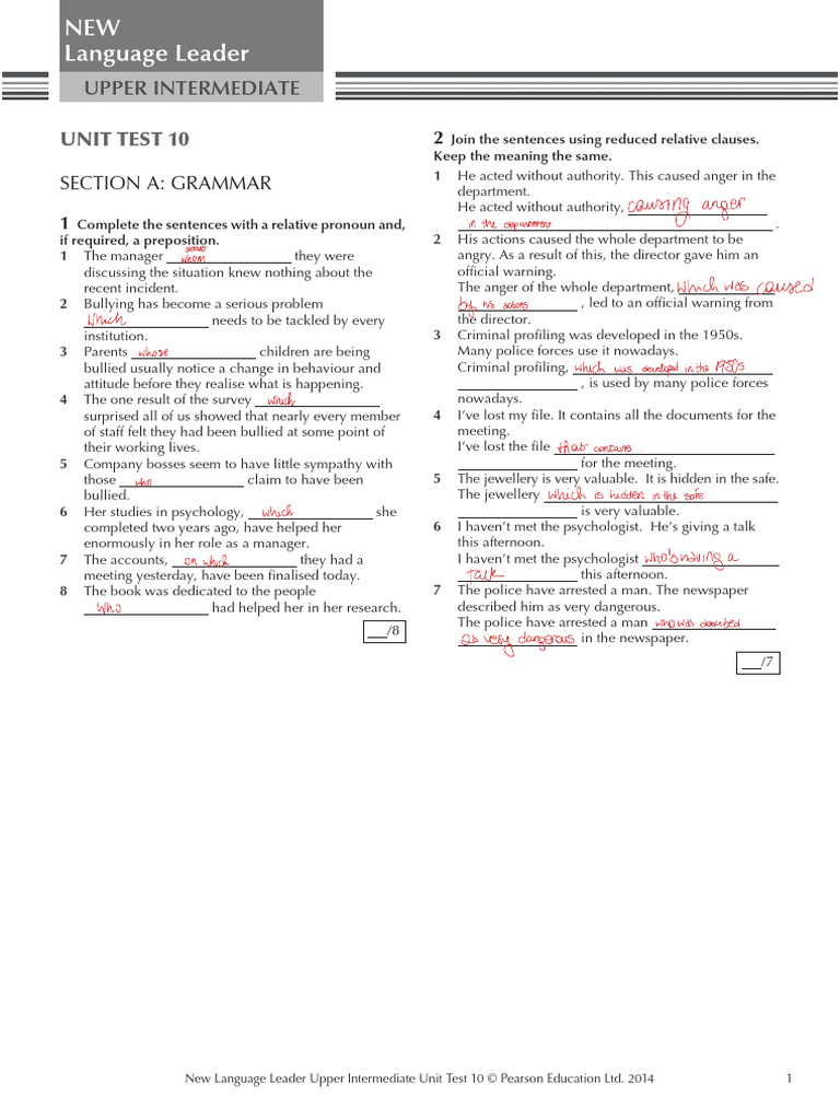 Unit Test 10 - Edited | PDF | Bullying | Linguistics