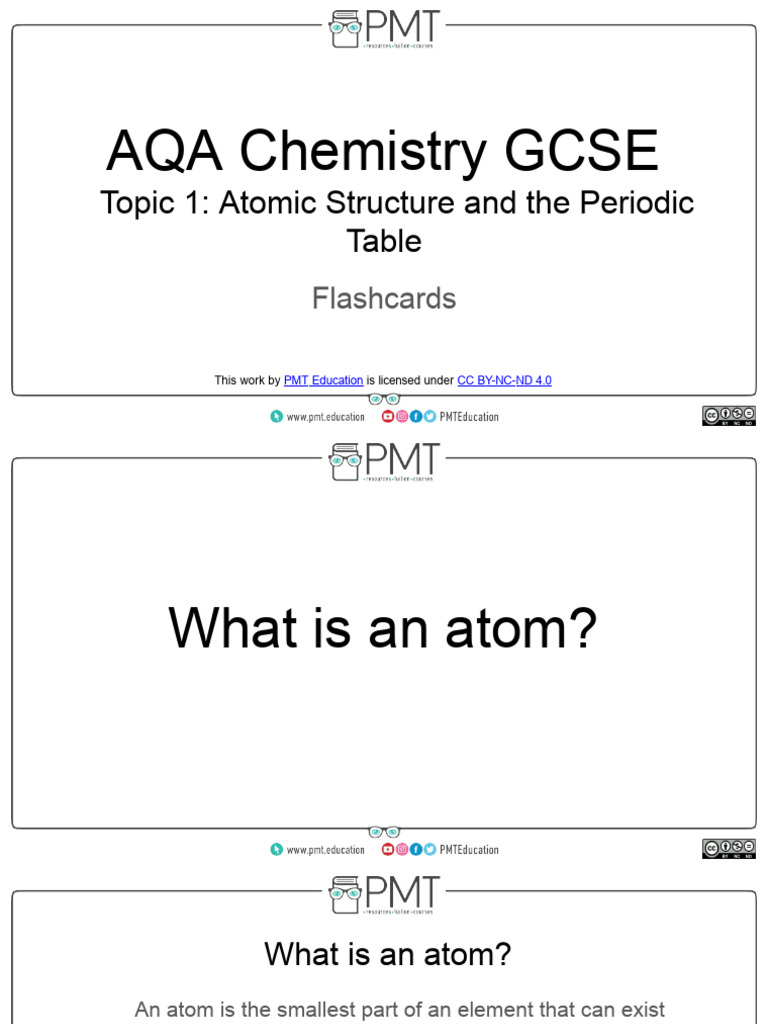 Flashcards - Topic 01 Atomic Structure and The Periodic Table - AQA ...