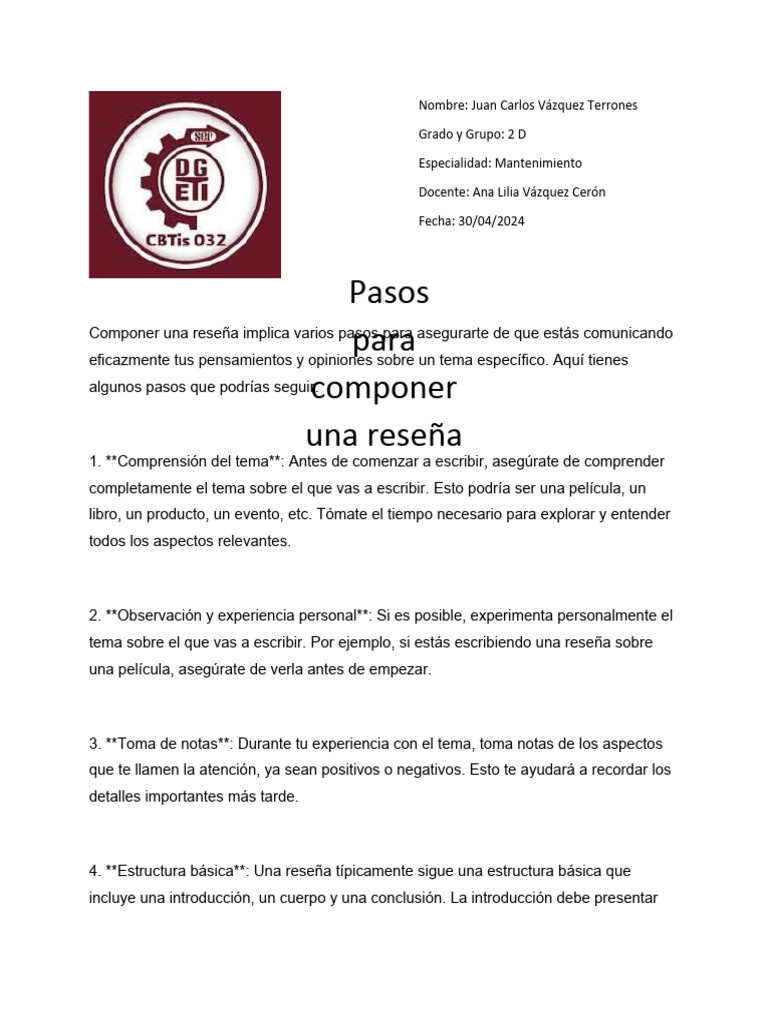 Cómo escribir una reseña efectiva | PDF | Experiencia