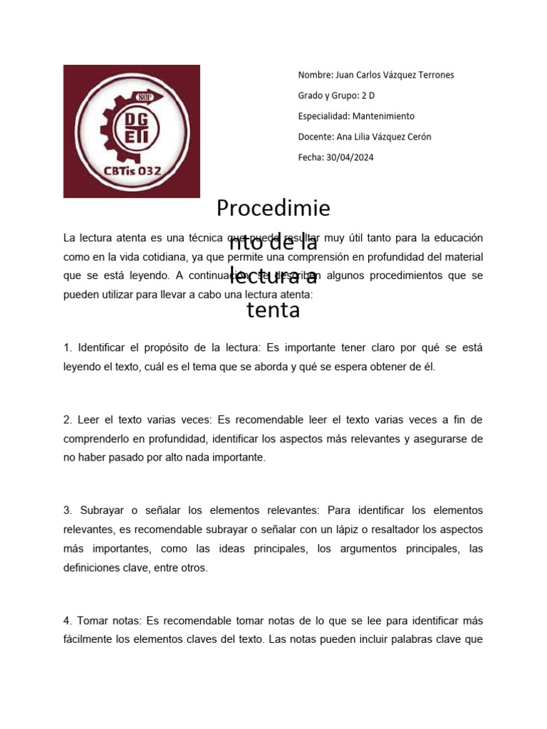 5 Claves para una Lectura Atenta | PDF | Cognición | Aprendizaje