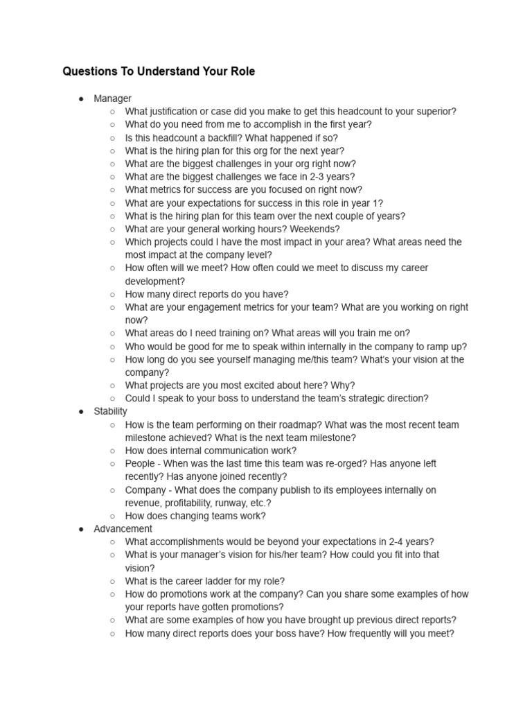 Key Questions for Understanding Your Role | PDF | Business Economics ...