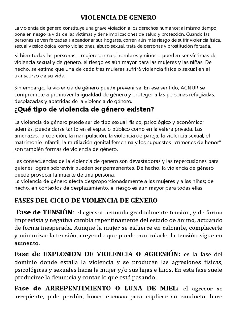 Prevención y Tipos de Violencia de Género | PDF | La violencia contra ...